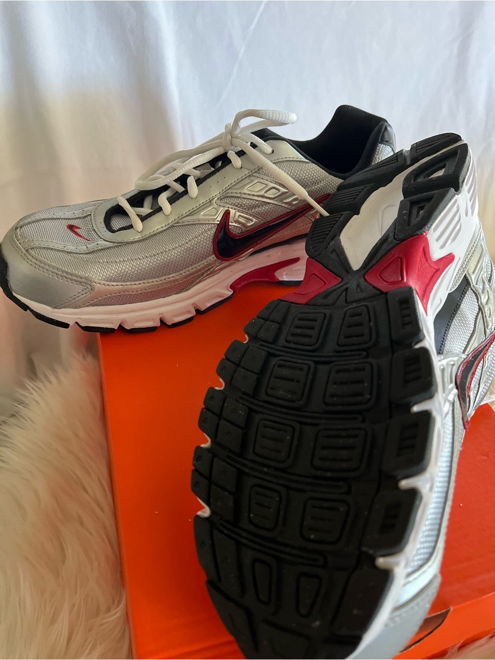 Nike Silver, Red & Black Athletic Sneakers